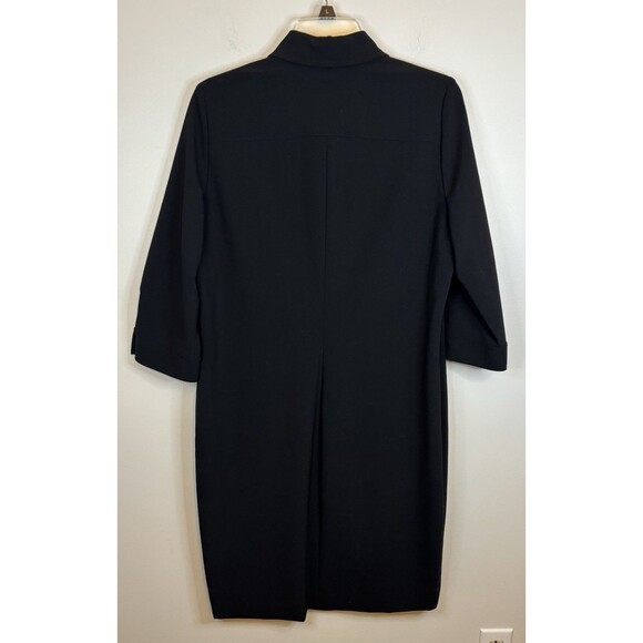 LAUREN RALPH LAUREN Black Button Wool Blend Shirt Dress Women 12 Midi 3/4 Office - Picture 3 of 10